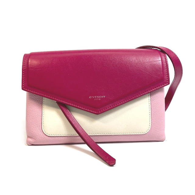 Givenchy GIVENCHY flap duet Pochette Crossbody Shoulder Bag Leather Pink x White - view 1