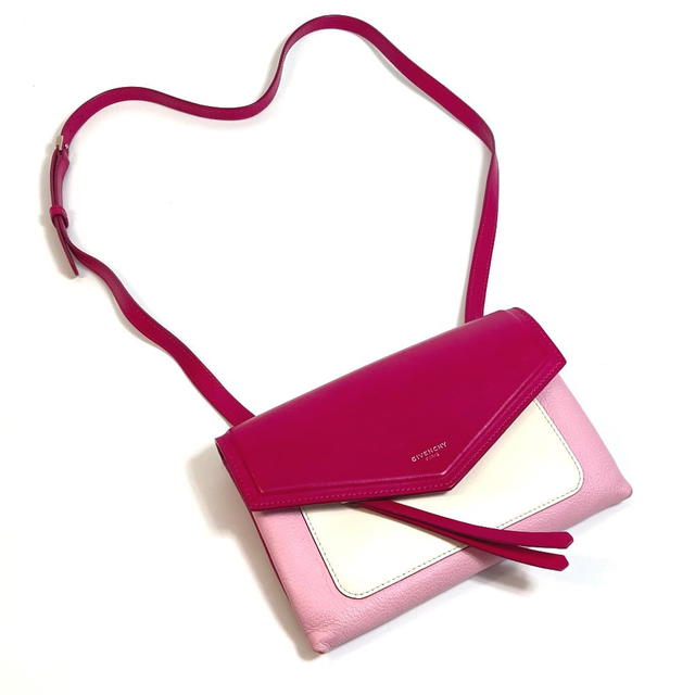 Givenchy GIVENCHY flap duet Pochette Crossbody Shoulder Bag Leather Pink x White - view 4
