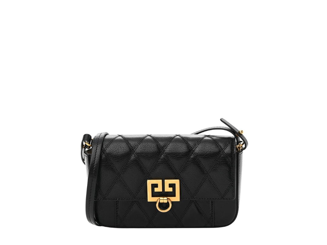 Givenchy Givenchy GV3 Mini Pocket Bag In Grained Leather With Gold-Tone Hardware Black