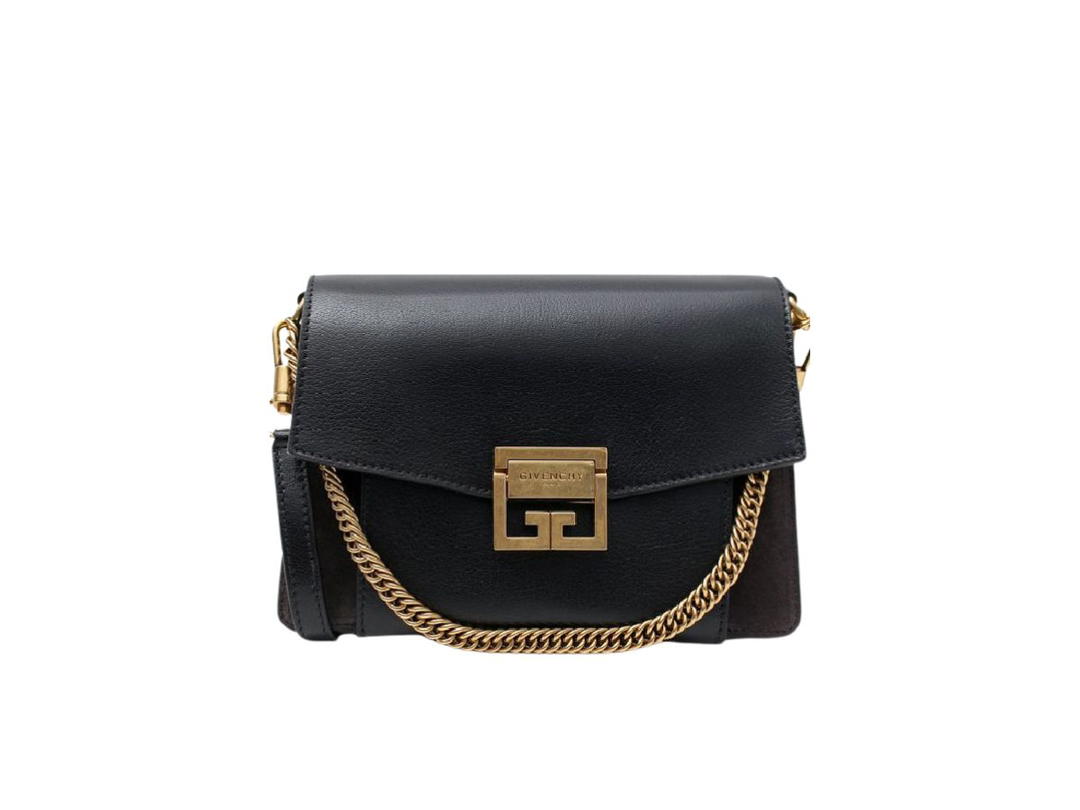 Givenchy Givenchy GV3 Small Bag In Grained Calfskin And Suede With Gold-Tone Hardware Black