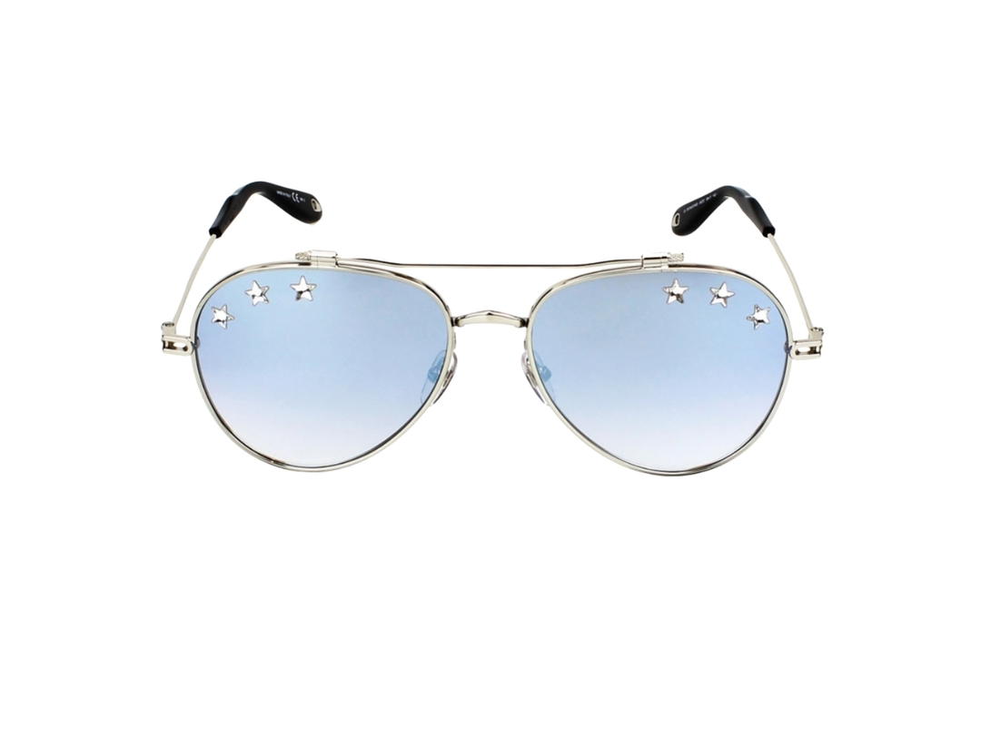 Givenchy Givenchy GV7057-N-58 Sunglasses In Silver-Black Metal Frame-Star Detail With Blue Lenses