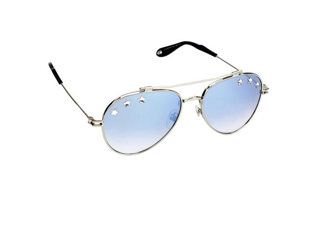 Givenchy Givenchy GV7057-N-58 Sunglasses In Silver-Black Metal Frame-Star Detail With Blue Lenses - view 3