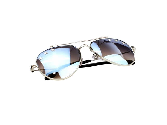 Givenchy Givenchy GV7057-N-58 Sunglasses In Silver-Black Metal Frame-Star Detail With Blue Lenses - view 6