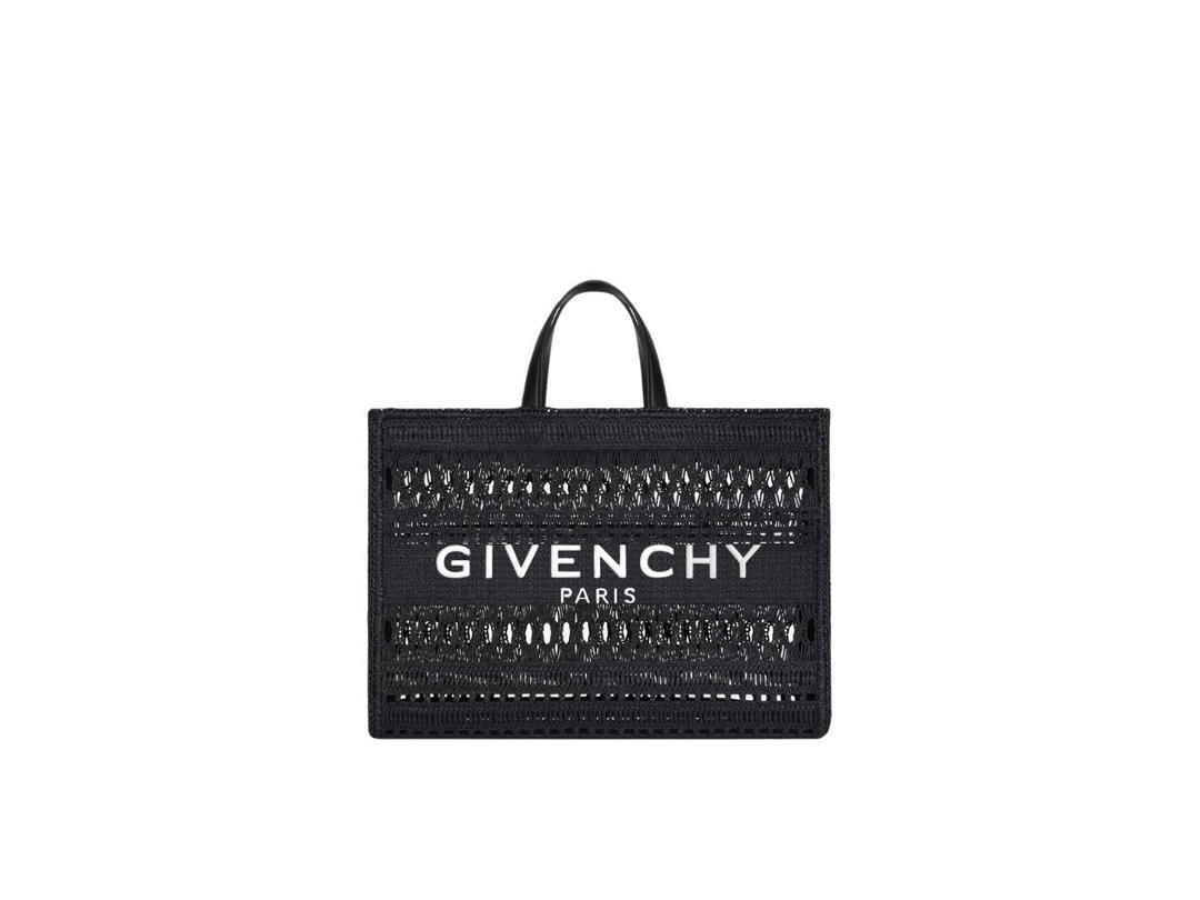 Givenchy Givenchy Medium G-Tote Shopping Bag In Laced Raffia Black