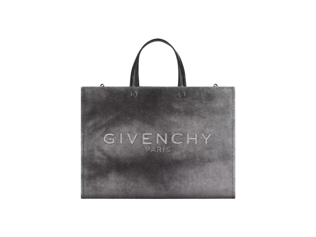 Givenchy Givenchy Medium G-Tote Shopping Bag In Washed Cotton Canvas With Silvery-Finish Metal Dark Grey