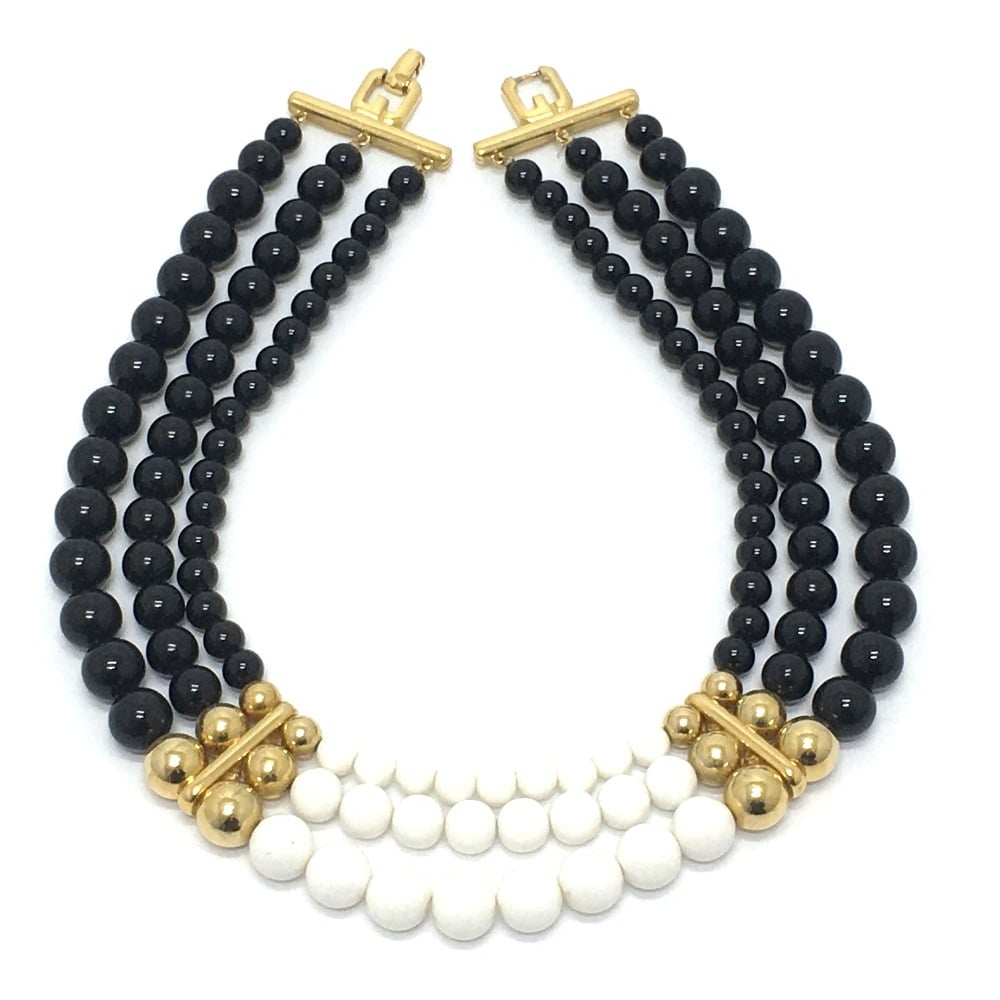 Givenchy GIVENCHY Necklace Gold Plated Black x White/GoldHardware