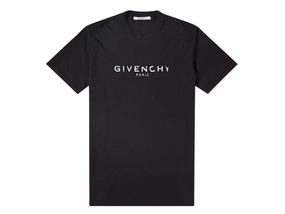 Givenchy Givenchy Paris Distressed Logo Tee Black