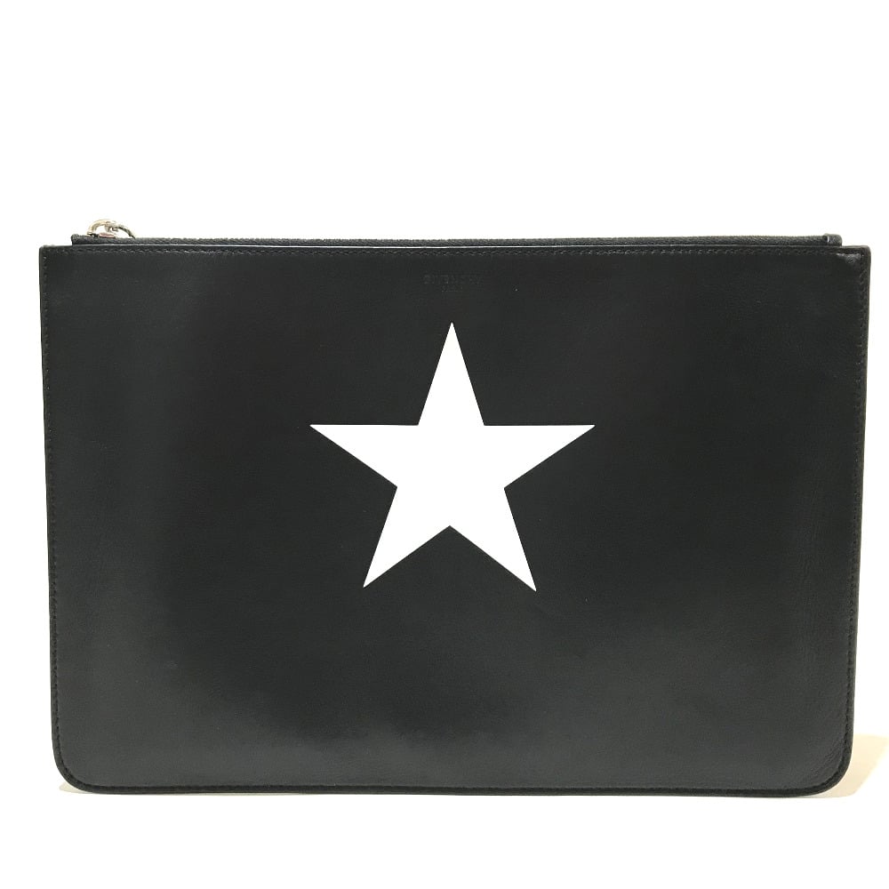 Givenchy GIVENCHY Star design Clutch bag Pouch Black/White Leather