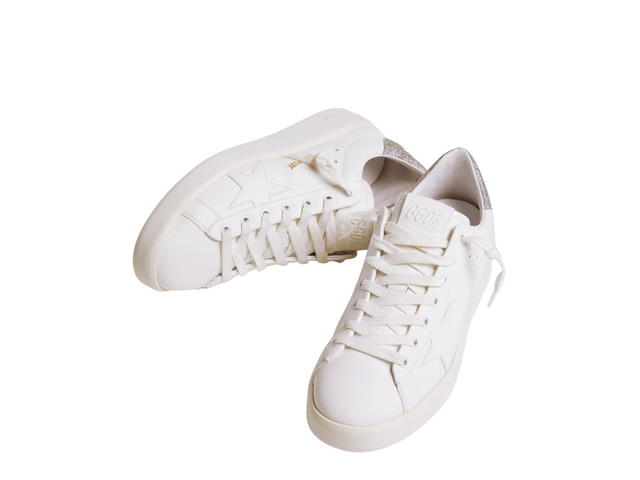 Golden Goose Golden Goose Purestar Sneakers White Silver Glitter Heel Tab (W) - view 2