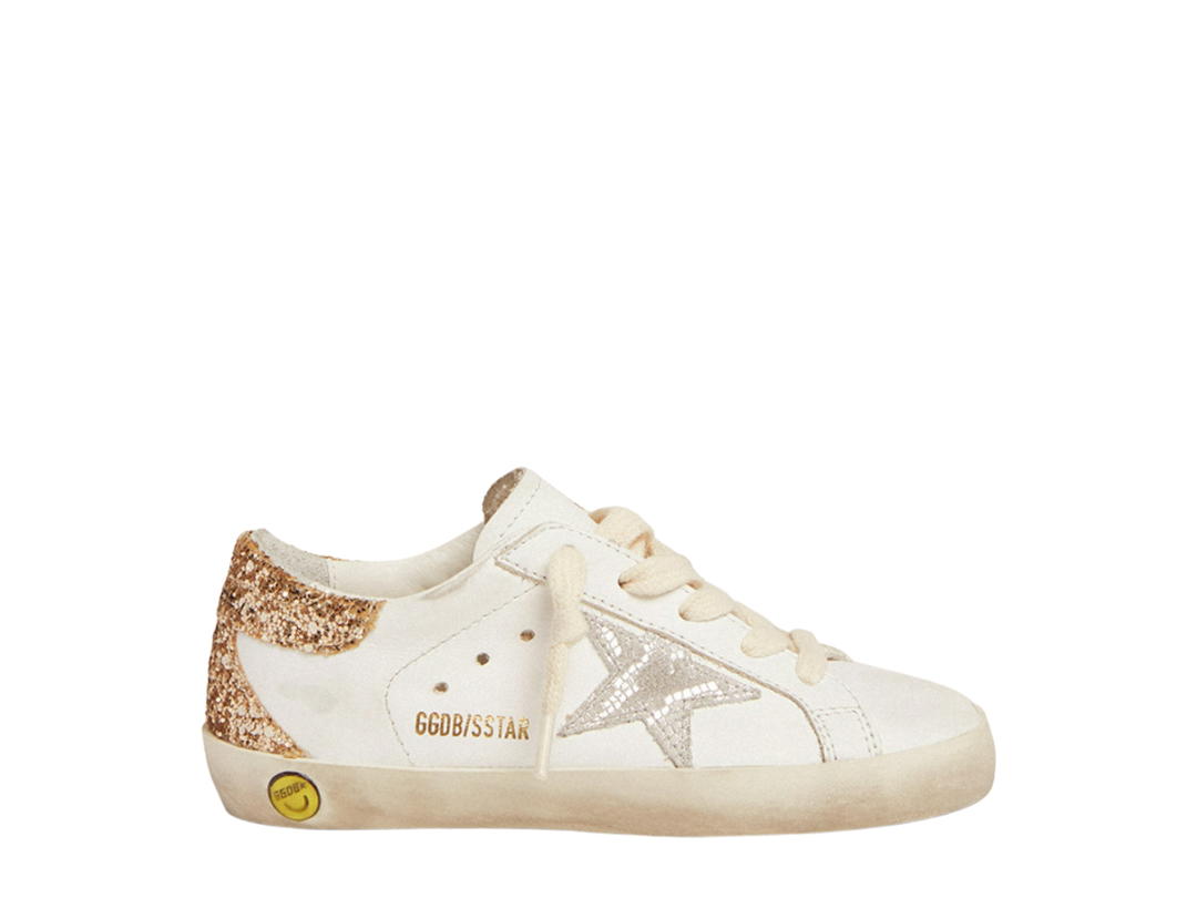 Golden Goose Golden Goose Superstar Sneakers Snake Print Silver Metallic Leather Star and Gold Glitter Heel Tab (GS)