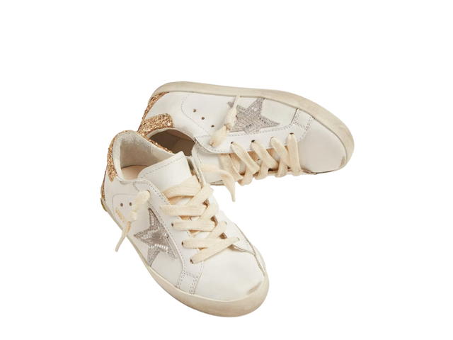 Golden Goose Golden Goose Superstar Sneakers Snake Print Silver Metallic Leather Star and Gold Glitter Heel Tab (GS) - view 2
