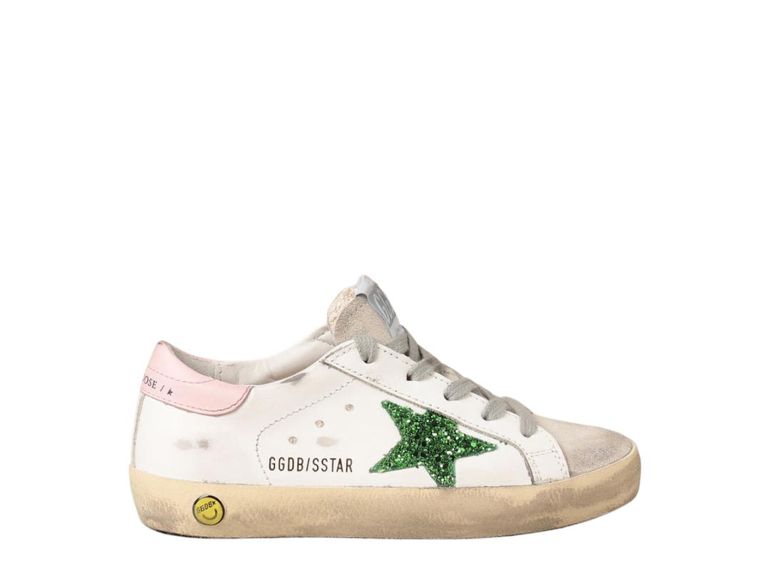 Golden Goose Golden Goose Superstar Sneakers White Emerald Green Pink Heel Tab (GS)