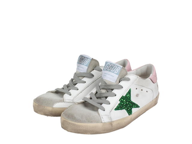 Golden Goose Golden Goose Superstar Sneakers White Emerald Green Pink Heel Tab (GS) - view 2