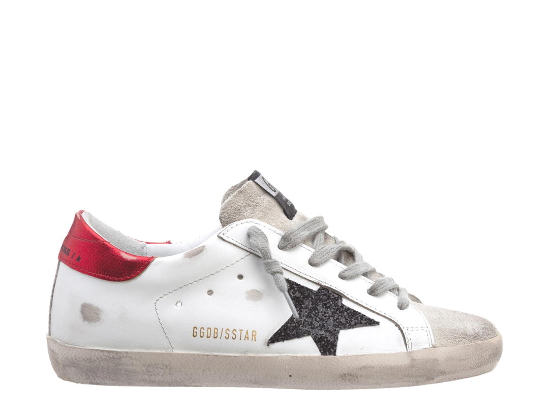 Golden Goose Golden Goose Superstar Sneakers White Glitter Red Heel Tab (W)