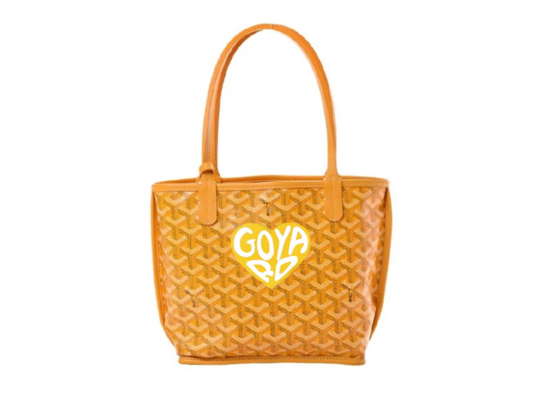 Goyard Goyard Anjou Mini Bag In Chevroches Calfskin And Goyardine Canvas Yellow With Extra Large Yellow Heart