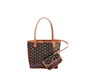 Goyard Anjou Mini Bag In Chevroches Calfskin And Goyardine Canvas Black-Tan