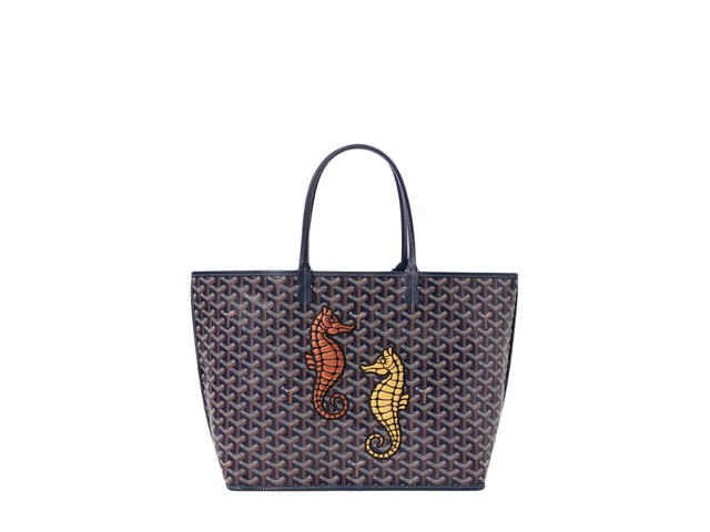 Goyard Goyard Anjou PM Seahorse Embroidery In Goyadine Calfskin With Palladium Hardware Navy Blue - view 2