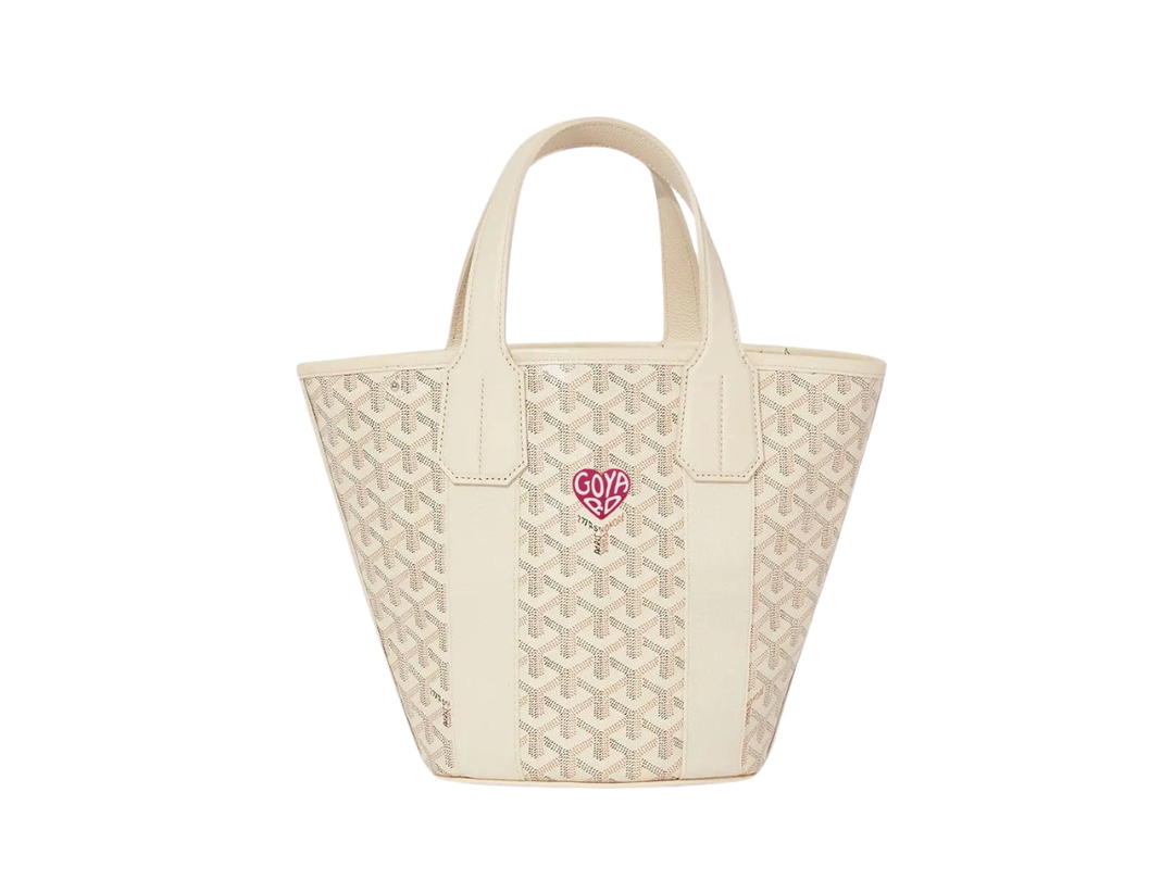 Goyard Goyard Belharra PM Bag In Goyardine Calfskin With Palladium Hardware Sand Dark Pink Heart Brown