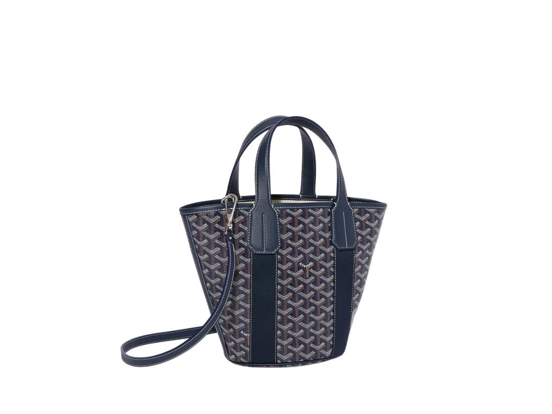 Goyard Goyard Belharra PM Bag In Goyardine Canvas & Chevroches Calfskin Navy Blue