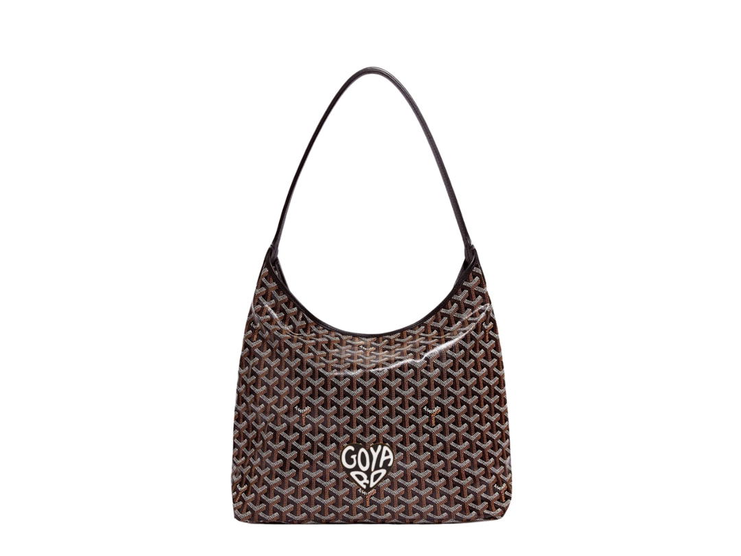 Goyard Goyard Bohème Hobo Bag In Goyardine Canvas & Chevroches Calfskin Black With Extra Large Heart