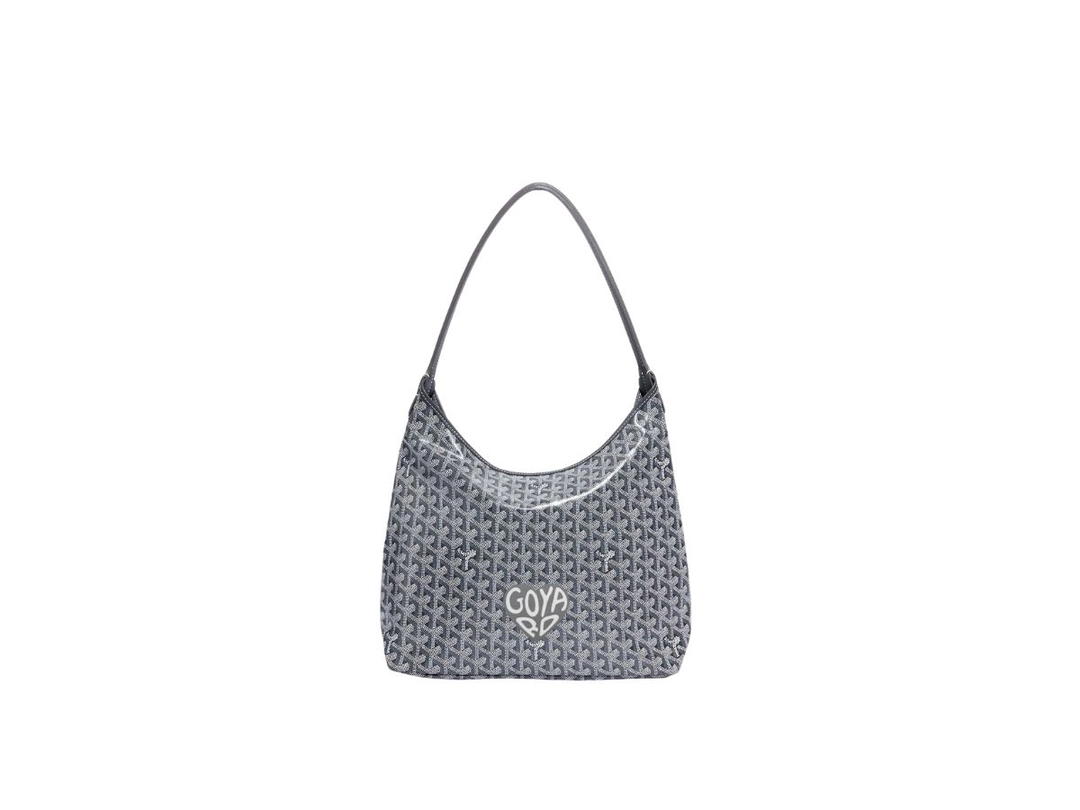 Goyard Goyard Bohème Hobo Bag In Goyardine Canvas & Chevroches Calfskin Grey With Extra Large Heart