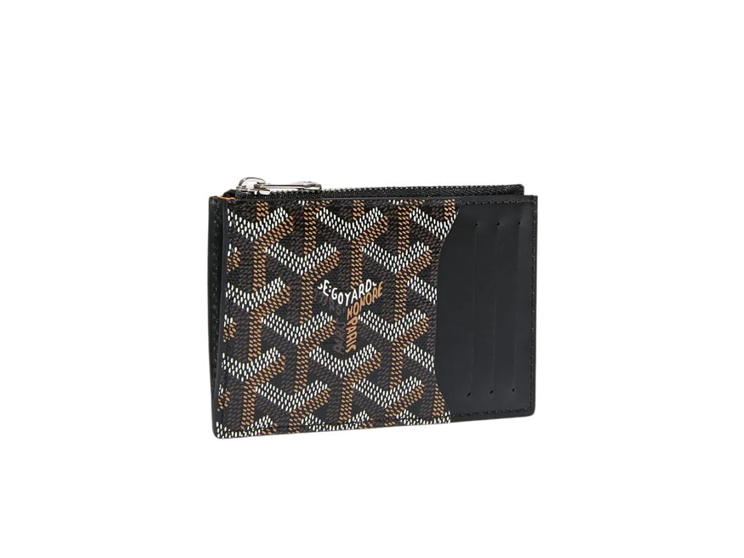 Goyard Goyard Bourbon Zipped Card Holder In Goyardine Canvas And Vauzelles Calfskin Black