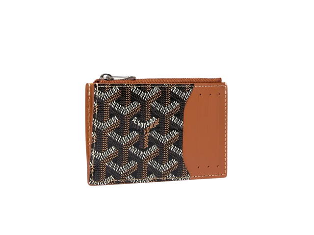 Goyard Goyard Bourbon Zipped Card Holder In Goyardine Canvas And Vauzelles Calfskin Black Tan Brown - view 1