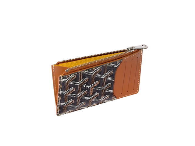 Goyard Goyard Bourbon Zipped Card Holder In Goyardine Canvas And Vauzelles Calfskin Black Tan Brown - view 2
