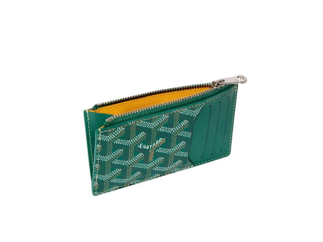 Goyard Goyard Bourbon Zipped Card Holder In Goyardine Canvas And Vauzelles Calfskin Green - view 2