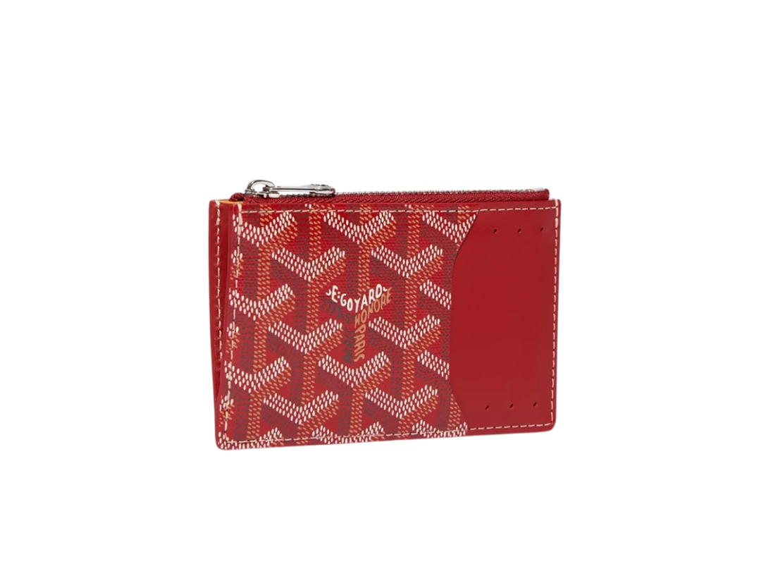 Goyard Goyard Bourbon Zipped Card Holder In Goyardine Canvas And Vauzelles Calfskin Red