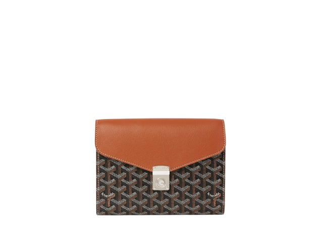 Goyard Goyard Chypre Wallet-Pouch In Goyardine-Calfskin With Palladium Hardware Black-Tan - view 2