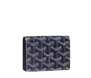 Goyard Malesherbes Card Wallet In Goyardine Canvas-Vauzelles Calfskin Navy Blue