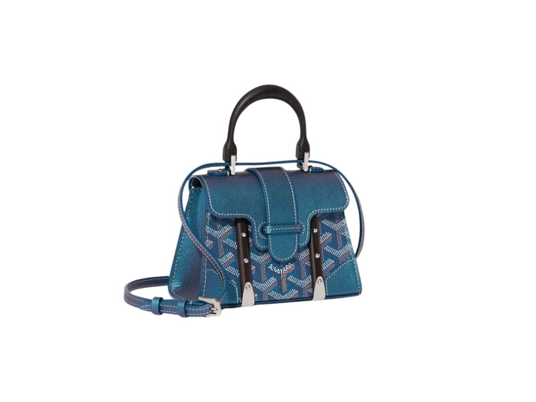 Goyard Goyard Saïgon Structuré Nano Bag In Goyardine Canvas And Decize Taurillon Leather With Palladium Pearly Blue