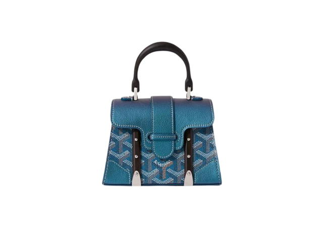 Goyard Goyard Saïgon Structuré Nano Bag In Goyardine Canvas And Decize Taurillon Leather With Palladium Pearly Blue - view 2