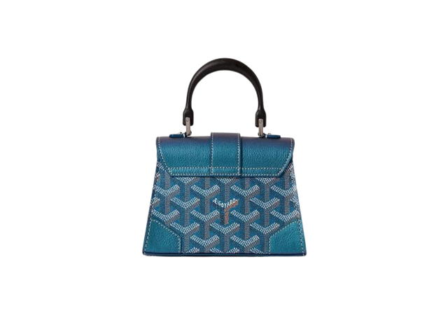Goyard Goyard Saïgon Structuré Nano Bag In Goyardine Canvas And Decize Taurillon Leather With Palladium Pearly Blue - view 3