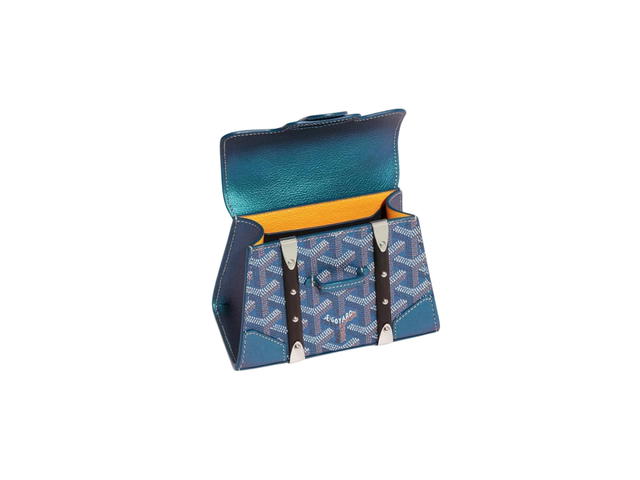 Goyard Goyard Saïgon Structuré Nano Bag In Goyardine Canvas And Decize Taurillon Leather With Palladium Pearly Blue - view 4