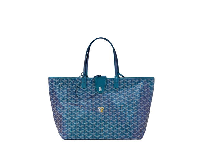 Goyard Goyard Saint Louis PM Bag In Goyardine Canvas And Chevroches Calfskin With Palladium Hardware Pearly Blue - view 2