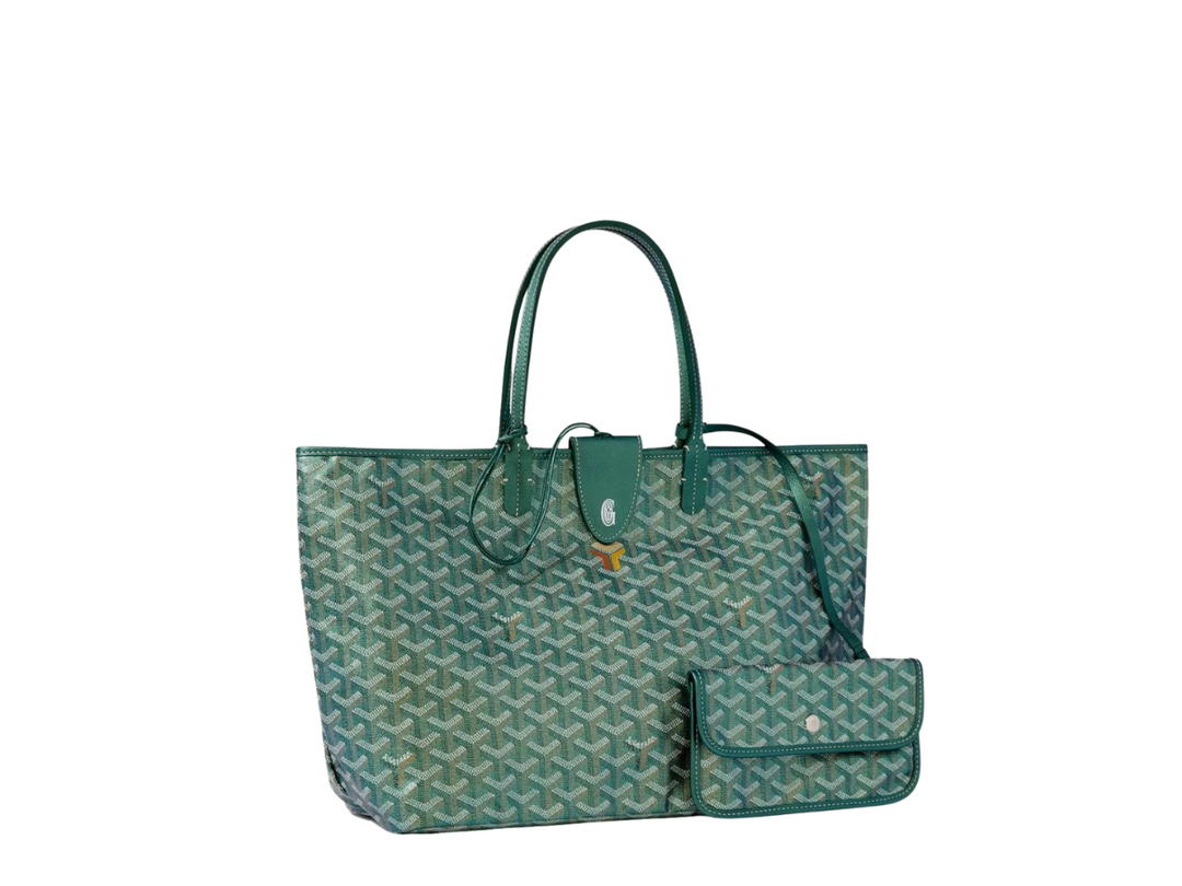 Goyard Goyard Saint Louis PM Bag In Goyardine Canvas And Chevroches Calfskin With Palladium Hardware Pearly Green
