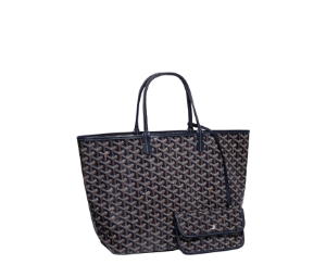 Goyard Saint Louis PM Bag In Goyardine Canvas And Chevroches Calfskin With Palladium Hardware Navy Blue