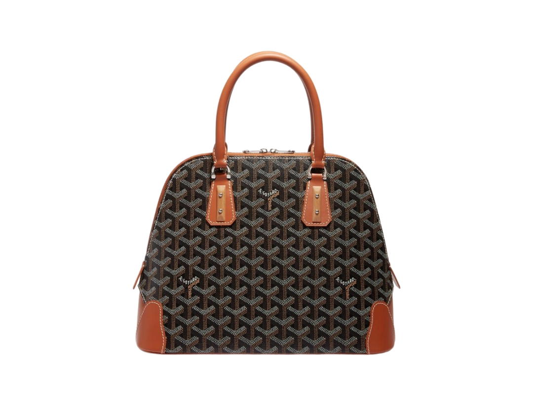 Goyard Goyard Vendôme Pm Bag In Goyardine Canvas And Chevroches Calfskin Black Tan Brown