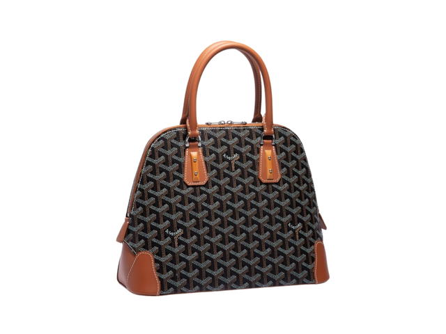 Goyard Goyard Vendôme Pm Bag In Goyardine Canvas And Chevroches Calfskin Black Tan Brown - view 3