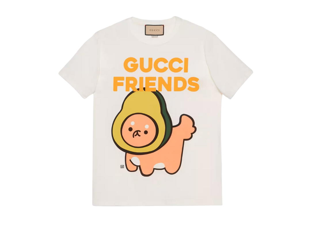 Gucci Gucci Friends Print Cotton T-Shirt White