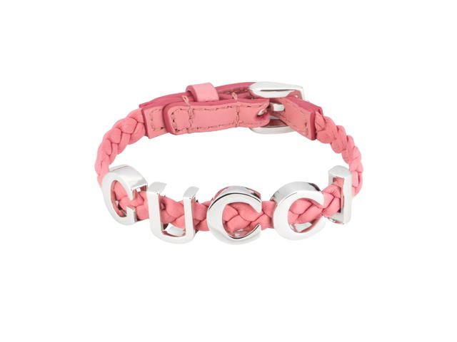 Gucci Gucci 'Gucci' Bracelet In Pink Leather With Gold Metal Hardware - view 1