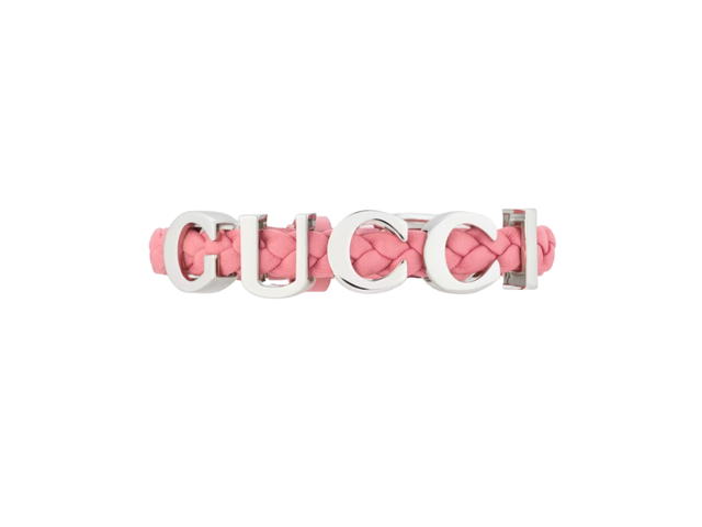 Gucci Gucci 'Gucci' Bracelet In Pink Leather With Gold Metal Hardware - view 2