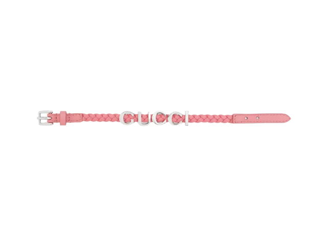 Gucci Gucci 'Gucci' Bracelet In Pink Leather With Gold Metal Hardware - view 3