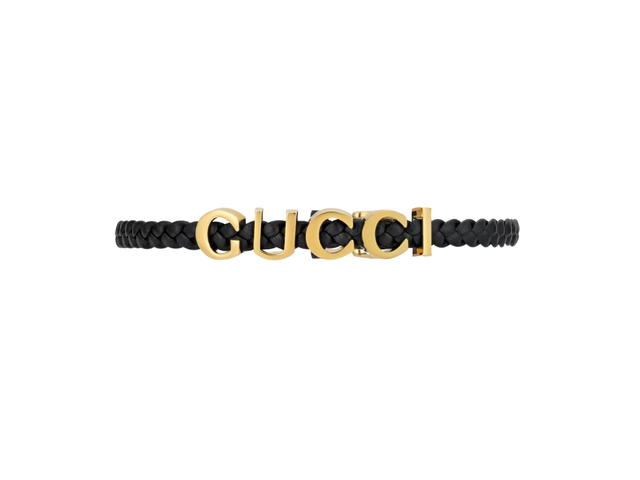 Gucci Gucci 'Gucci' Necklace In Black Leather With Gold Metal Hardware - view 1