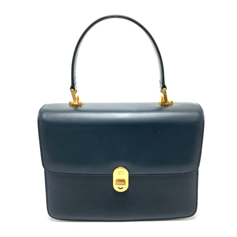 Gucci GUCCI 000.109.0121 Turn Lock sideline vintage Hand Bag Leather Navy