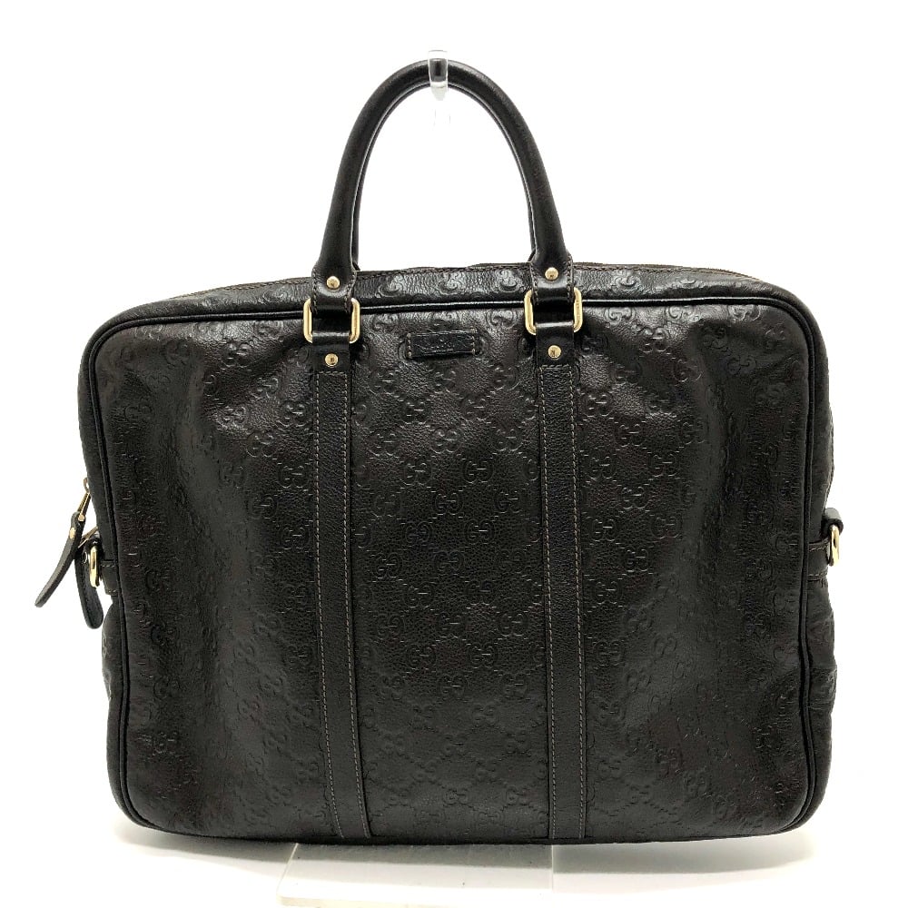 Gucci GUCCI 201480 Sima Line Hand Bag Business bag Briefcase Leather Brown
