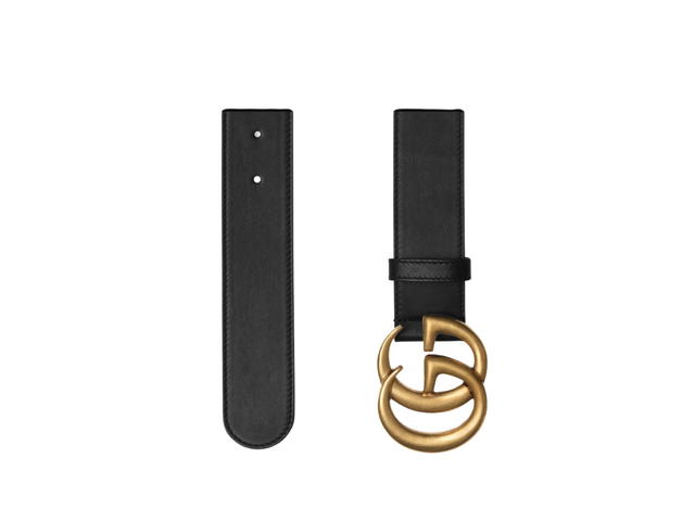 Gucci Gucci 2015 Re-Edition Wide Leather Belt In Black Leather Antiqued Brass Hardware With Shiny Finish Hardware - view 2