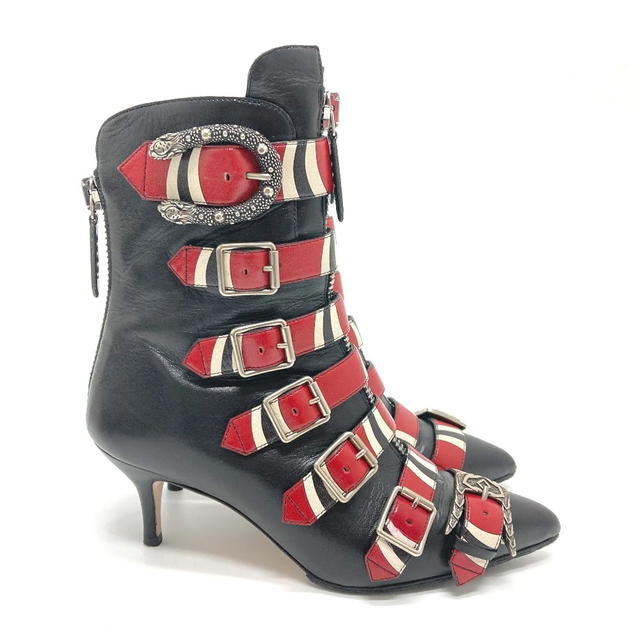 Gucci GUCCI 452915 King Snake Dionysus boots Leather Red x Black - view 3